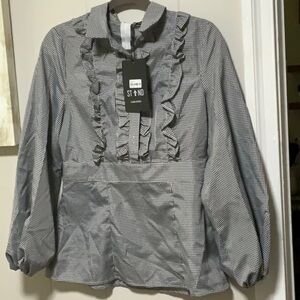 Women's Gray Ruffle Blouse